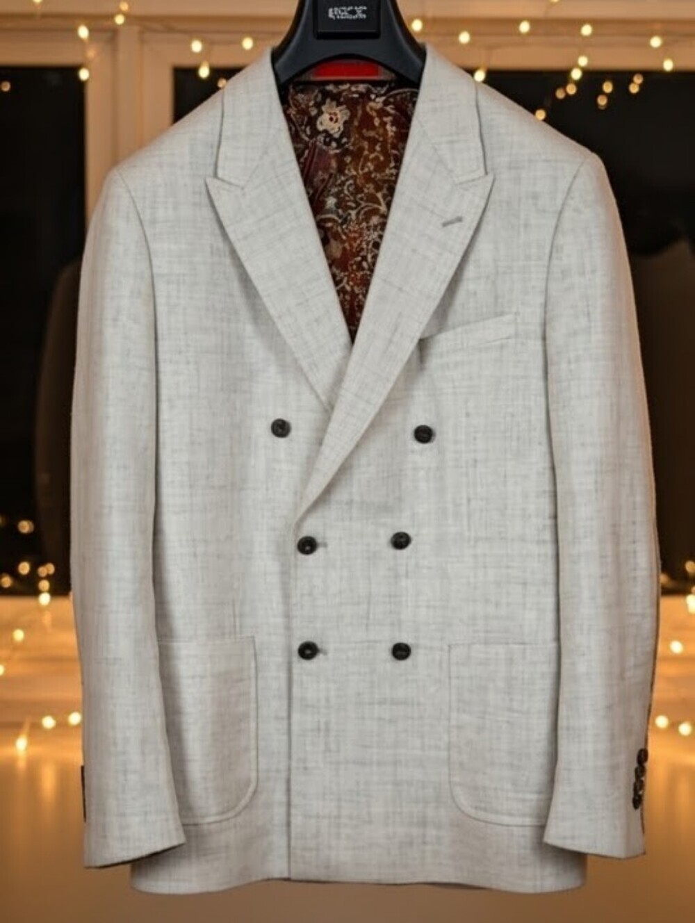 TALLIA Light Gray Double-Breasted Blazer, 42L